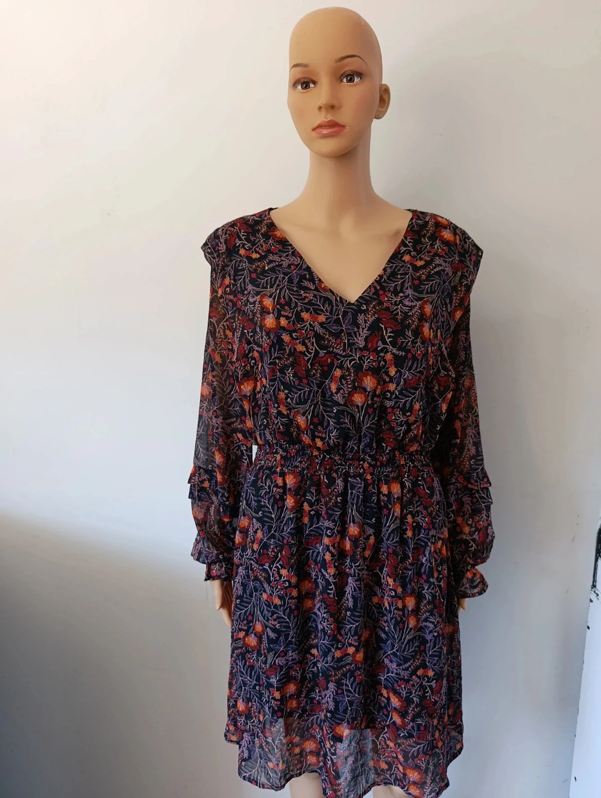 Vestido florido LH T40 - Mangas com babados - Cintura elástica - Forrado – photo 2